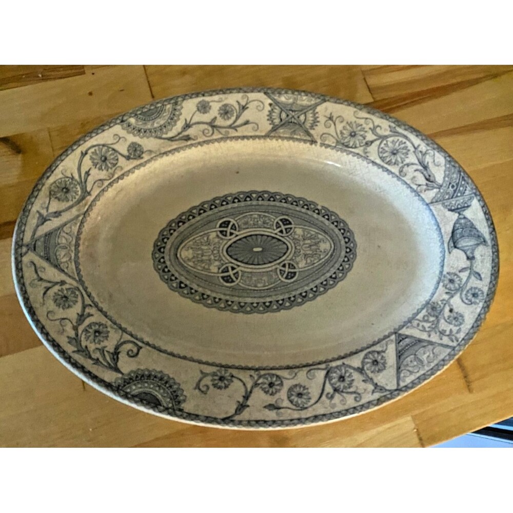 Antique Blythswood Transferware Platter Bells Glasgow Rd 71802 Blue Oval